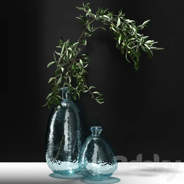 Plants – Flowers – 3D Models Download – Olive branches in a vase