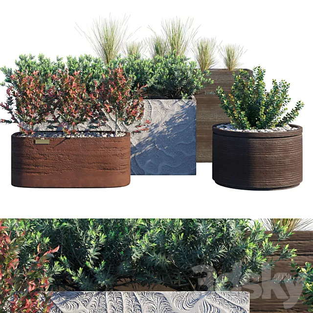 Plants – Flowers – 3D Models Download – Outdoorsot set 12 with pots by Atelier Vierkant