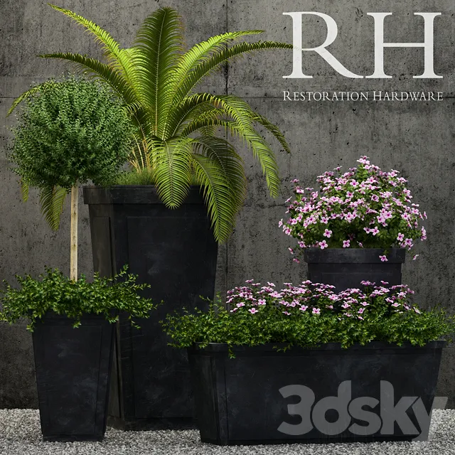 Plants – Flowers – 3D Models Download – Restoration Hardware paneled sheet metal planters