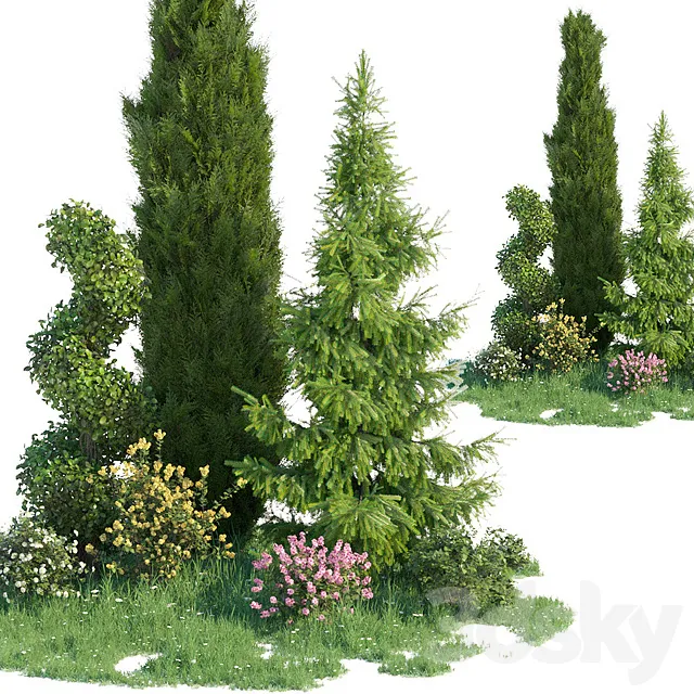 Plants – Flowers – 3D Models Download – Set for landscaping (max 2011 Vray; Corona; obj)