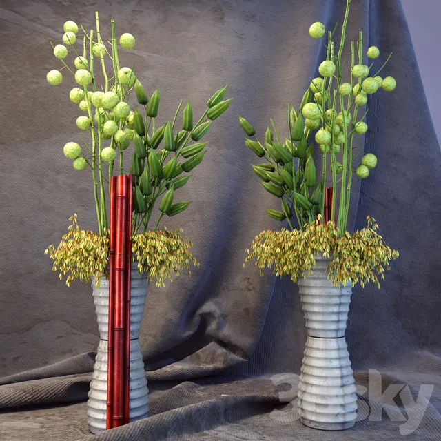 Plants – Flowers – 3D Models Download – Vase with flowers with bamboo