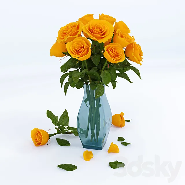 Plants – Flowers – 3D Models Download – Yellow rose Kerio