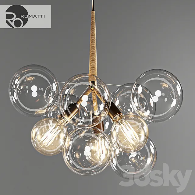 Pendant lamp Romatti Bubble glass chandelier by PELLE 3DS Max - thumbnail 3