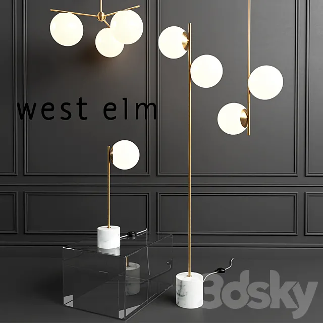 WEST ELM Sphere Lamp 3DS Max - thumbnail 3