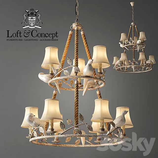 Chandelier Norman Bird Forest Patina 9 3DS Max - thumbnail 3