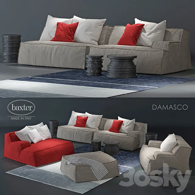 sofa and armchair Baxter Damasco 3DS Max - thumbnail 3