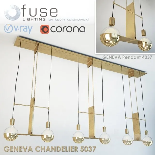 Fixtures and Geneva Chandelier Pendant by Fuse Lighting 3DS Max - thumbnail 3