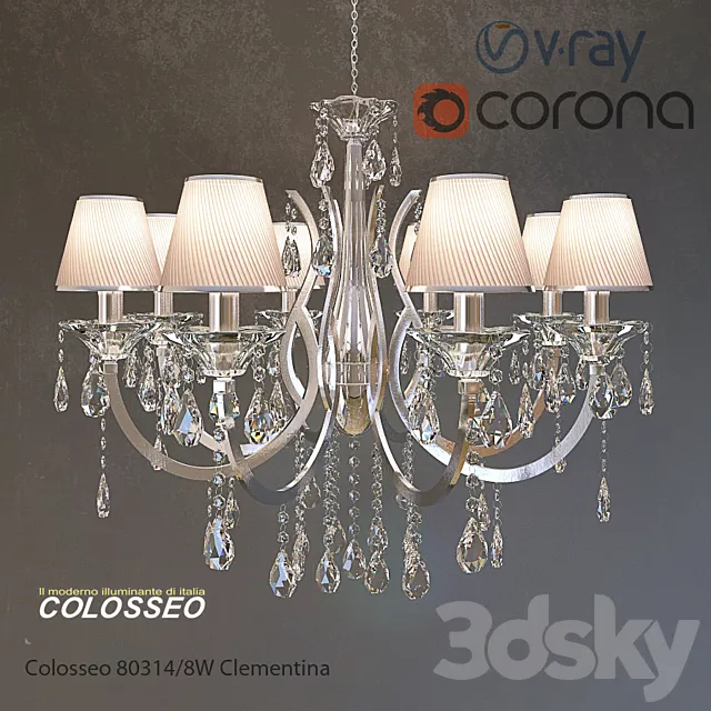 Chandelier Colosseo80314-8W Clementina Chrome 3DS Max - thumbnail 3