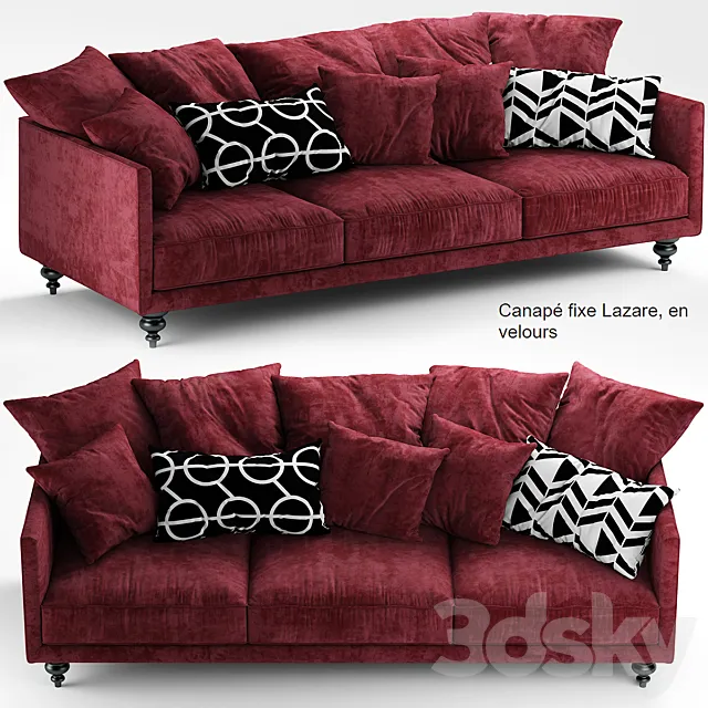 Sofa canape angle velours 3DS Max - thumbnail 3