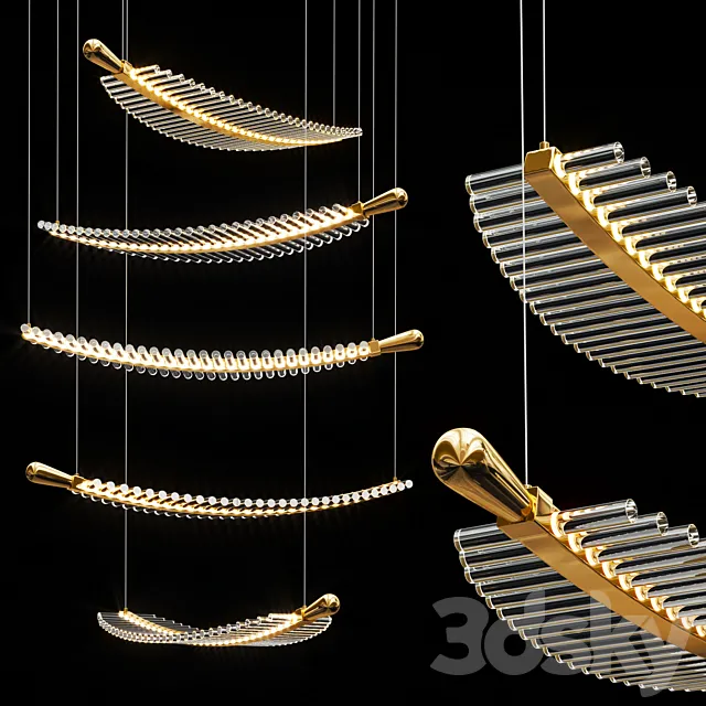 Pokinis Feather Modern Spiral Chandelier 3DS Max - thumbnail 3