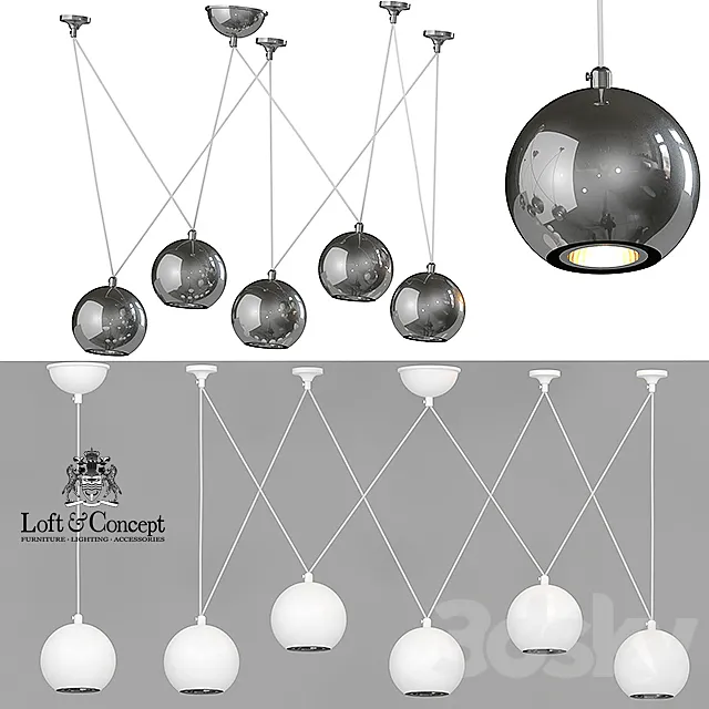 HANGING LAMP MULTISPHERE PENDANT SILVER 5 3DS Max - thumbnail 3