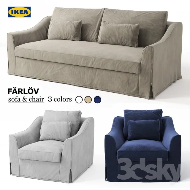 Sofa & chair Ikea FARLOV 3DS Max - thumbnail 3