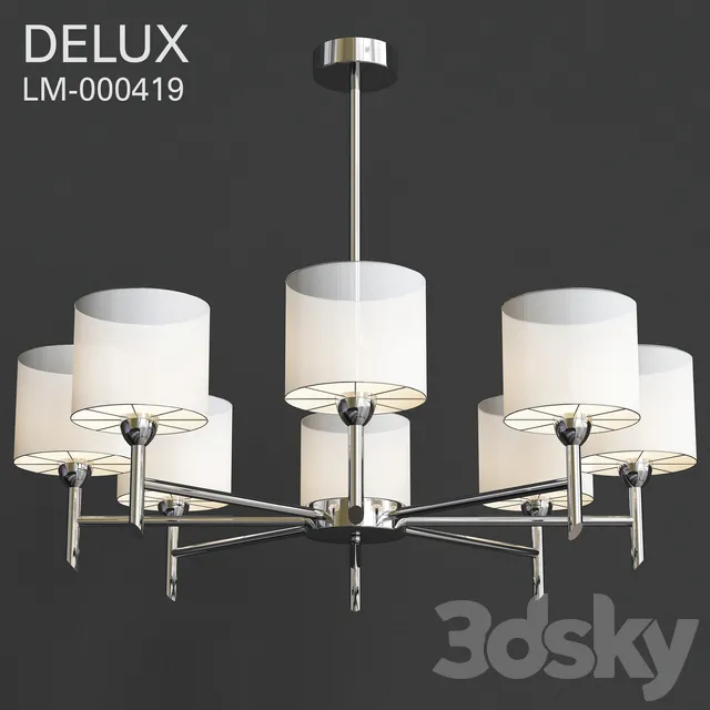 Hanging Chandelier with shades Delux 3DS Max - thumbnail 3