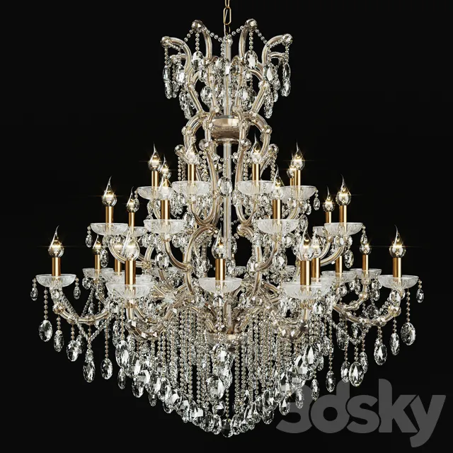 Ceiling Lights – 3D Models Download – Chandelier Crystal Lux Hollywood SP16 + 8 + 8 Gold