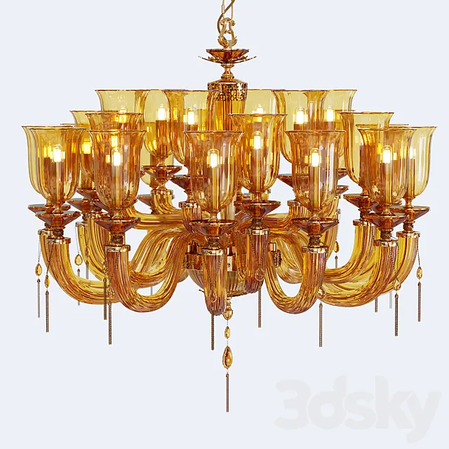 Ceiling Lights – 3D Models Download – Chandelier Euroluce Julienne Amber L12 + 6 + 6 Glass