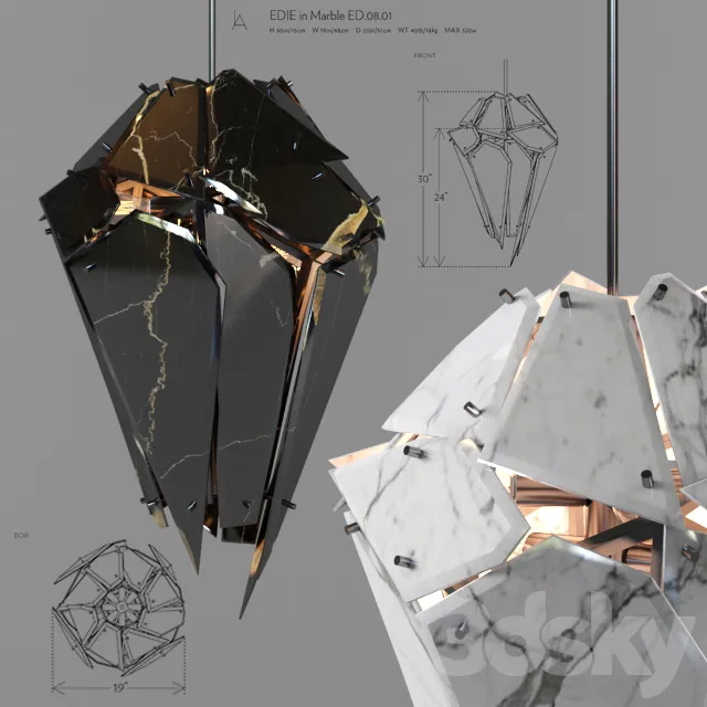 Ceiling Lights – 3D Models Download – Edie marble chandelier 14 Vray