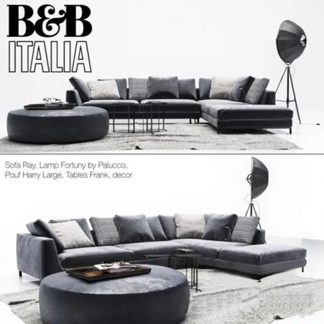 Furniture – Sofa 3D Models – B & B Italia Diwan Ray with pillows
