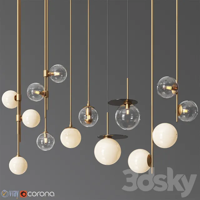 Ceiling Lights – 3D Models Download – Pendant Light Collection 14 – 4 Type