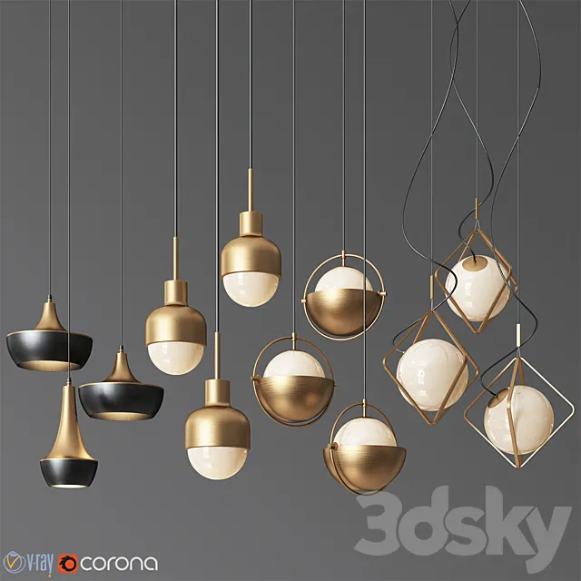 Ceiling Lights – 3D Models Download – Pendant Light Collection 15 – 4 Type