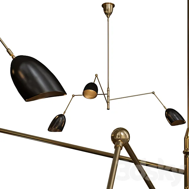 Ceiling Lights – 3D Models Download – Sommerard Medium Triple-Arm Chandelier Hand-Rubbed Antique Brass