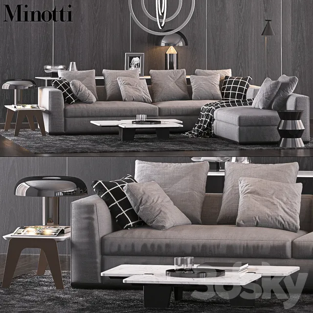 Minotti Set 9 3DS Max - thumbnail 3