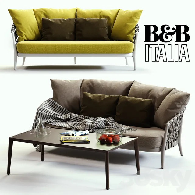 Furniture – Sofa 3D Models – B and B Italia Erica grey and yellow sofa