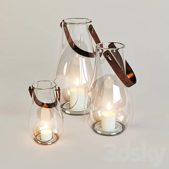 Candles in jars 3DS Max - thumbnail 3