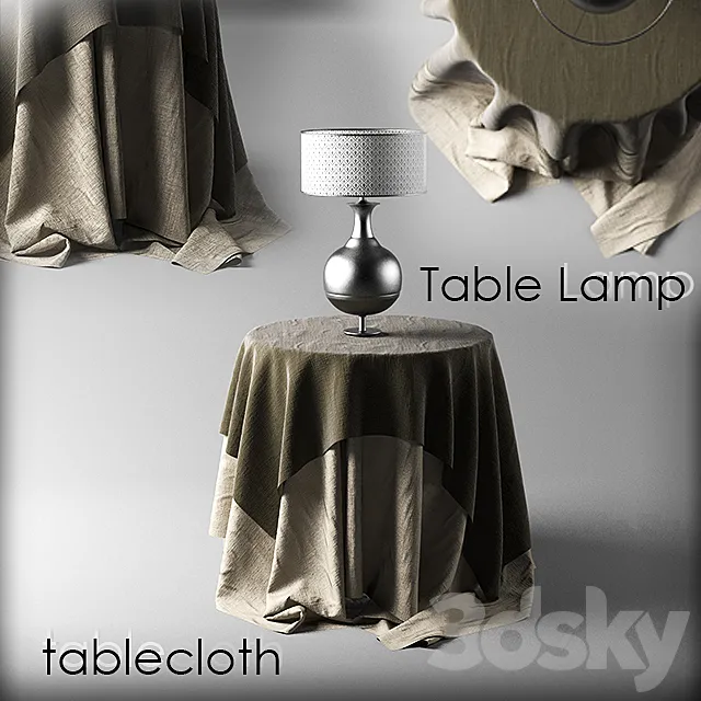 Table lamp with a tablecloth 3DS Max - thumbnail 3