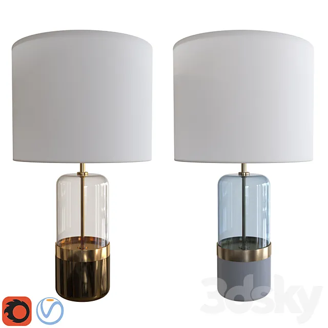 West Elm Mixed Material Table Lamp Large 3DS Max - thumbnail 3