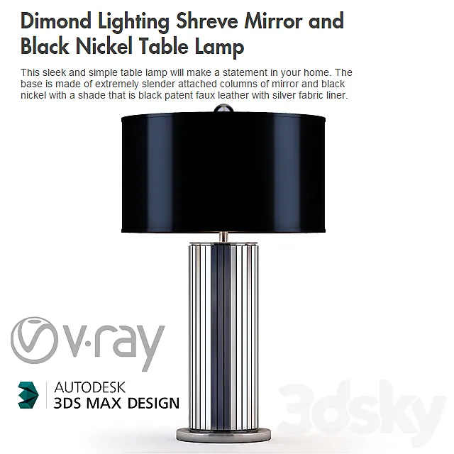 Dimond Lighting Shreve Mirror and Black Nickel Table Lamp 3DS Max - thumbnail 3