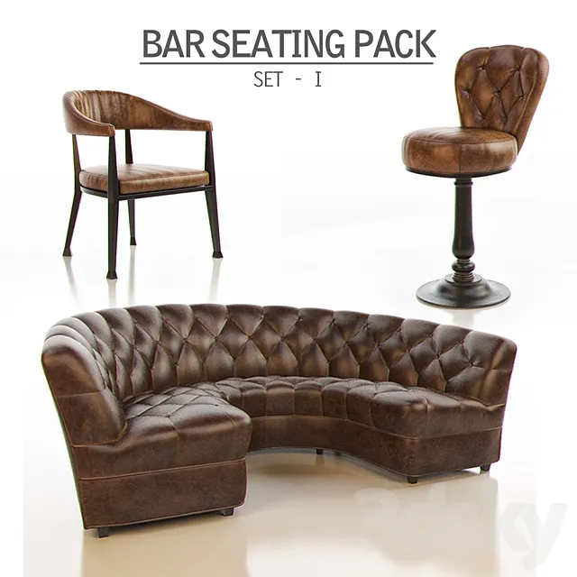 Furniture – Sofa 3D Models – Bar Seating Pack – Set 1