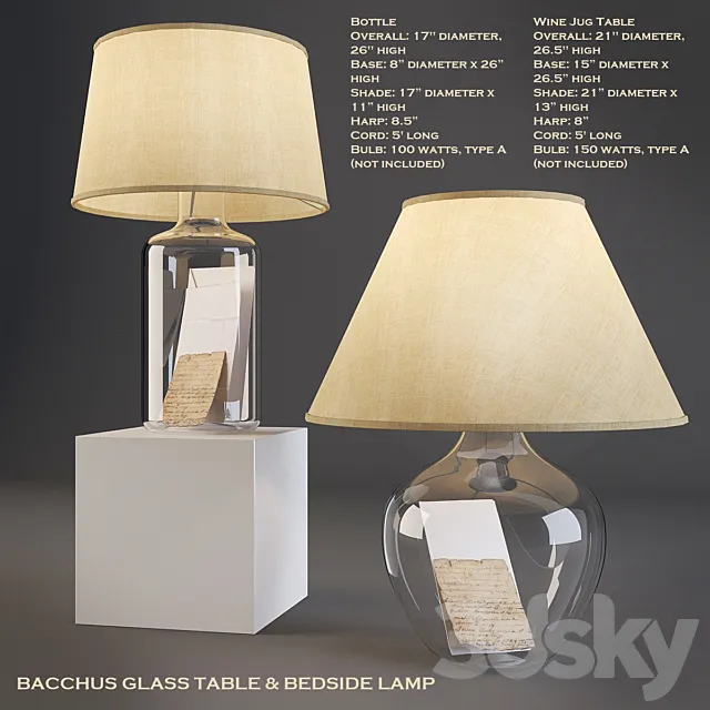 Table Lamp – 3D Models – Bacchus Glass Table & Bedside Lamp