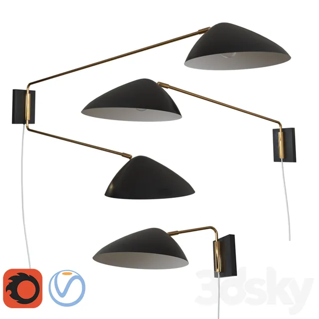 Wall Light – 3D Models – Curvilinear Mid Century Sconce
