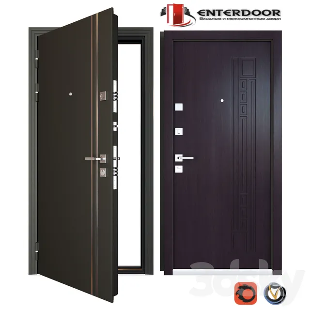 Doors – 3D Models – Entrance metal door EnterDoor KvadroLine