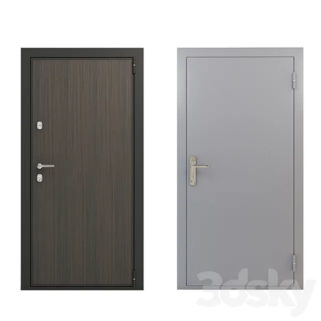 Doors – 3D Models – Front door decorative door and Fire