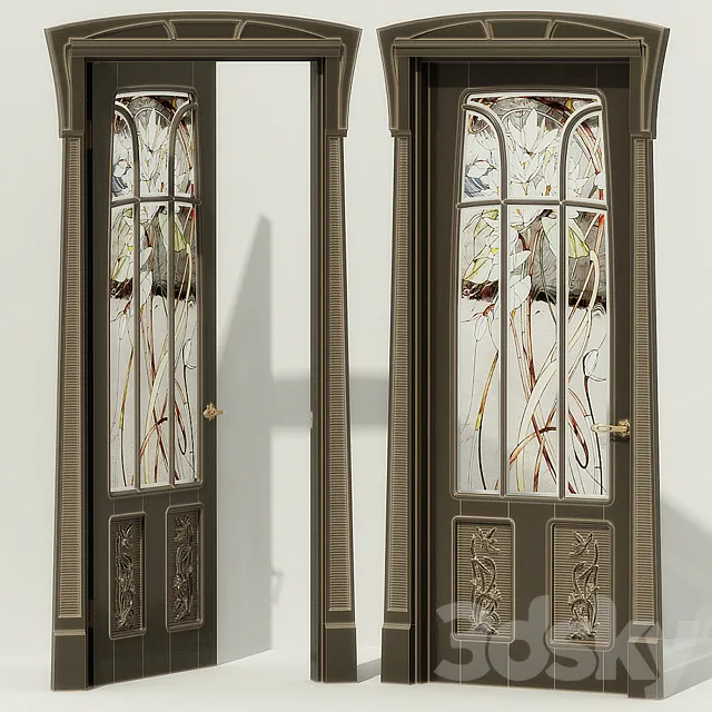 Doors – 3D Models – Stained glass door; modern