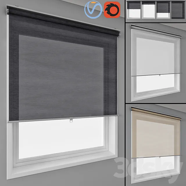 Windows – 3D Models – Roller blinds IKEA and window