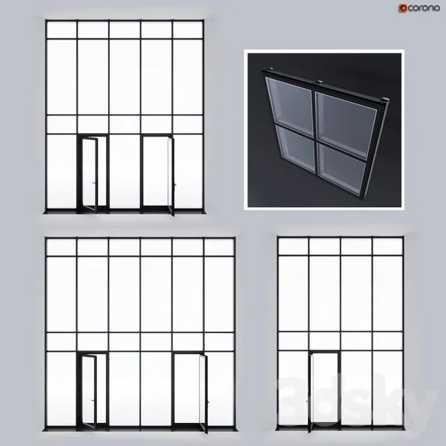 Windows – 3D Models – Structural glazing 2