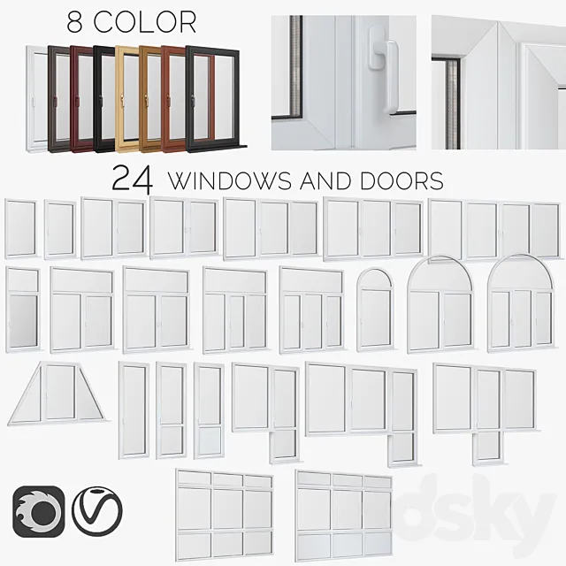 Windows – 3D Models – Windows PVC doors
