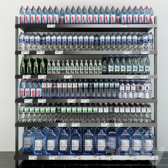 Shop – 3D Models – Rack with mineral water