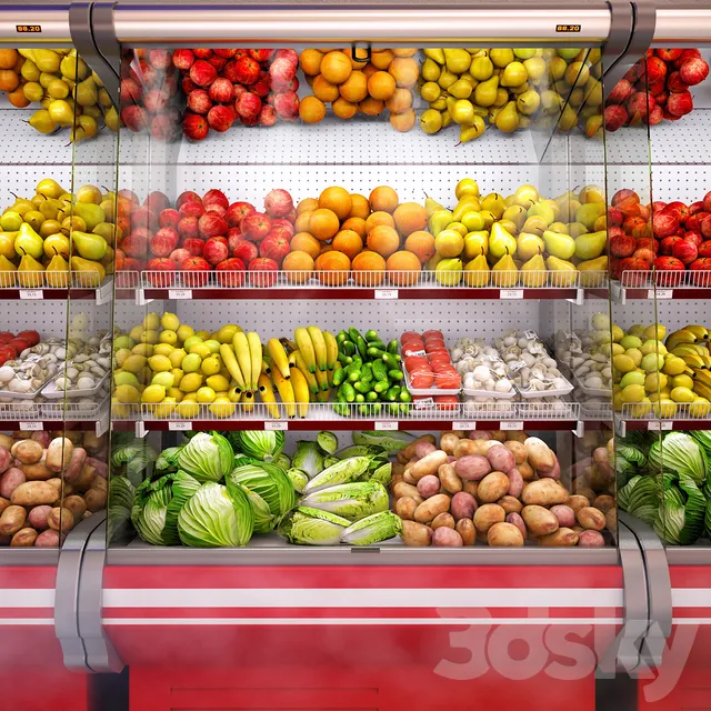 Shop – 3D Models – Refrigerated showcase Fortune with vegetables