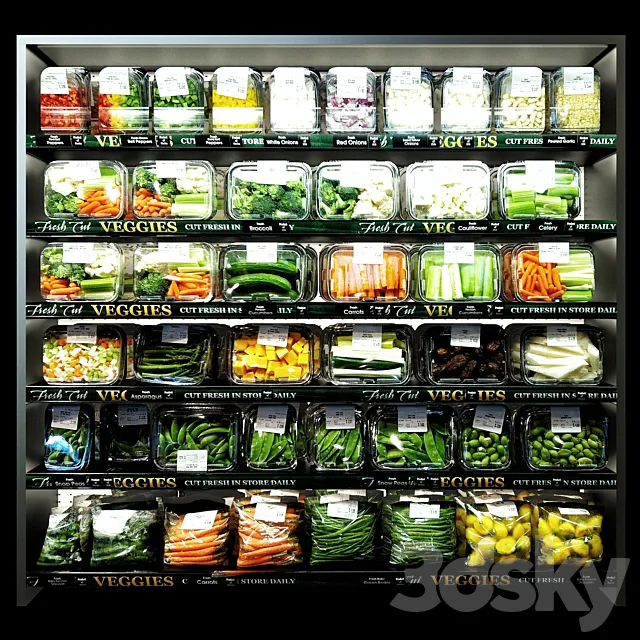 Shop – 3D Models – Shelves with vegetables 3D Models
