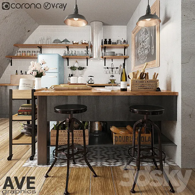 Restaurant – 3D Models – AVE Kitchen bar volume
