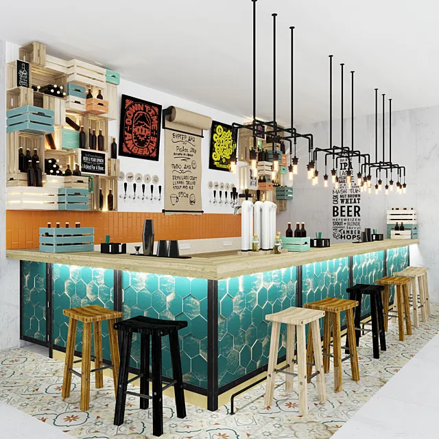 Restaurant – 3D Models – Bar counter 104