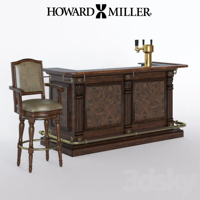 Restaurant – 3D Models – Bar counter and stool