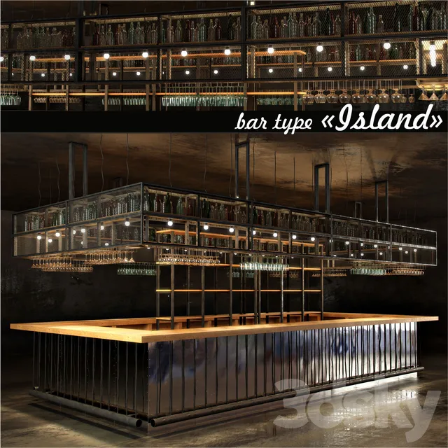 Restaurant – 3D Models – Bar The Island – Bar type Island