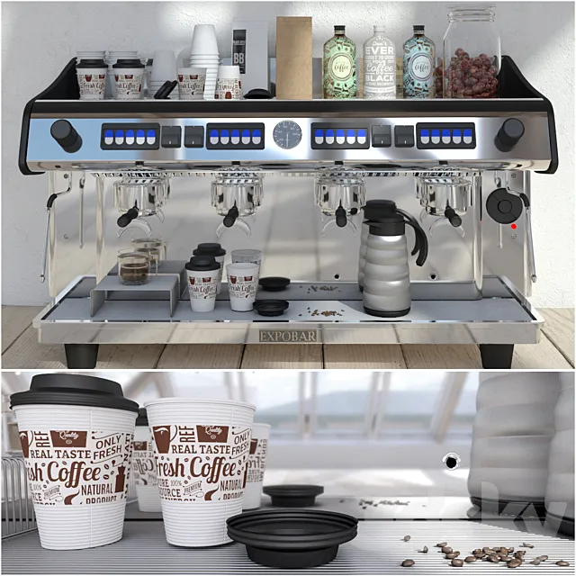 Restaurant – 3D Models – Expobar 4 Group Megacrem Coffee Machine