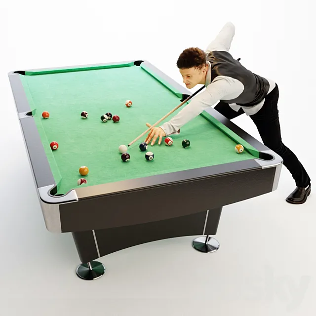 Sport – 3D Models – American billiard table; billiard player