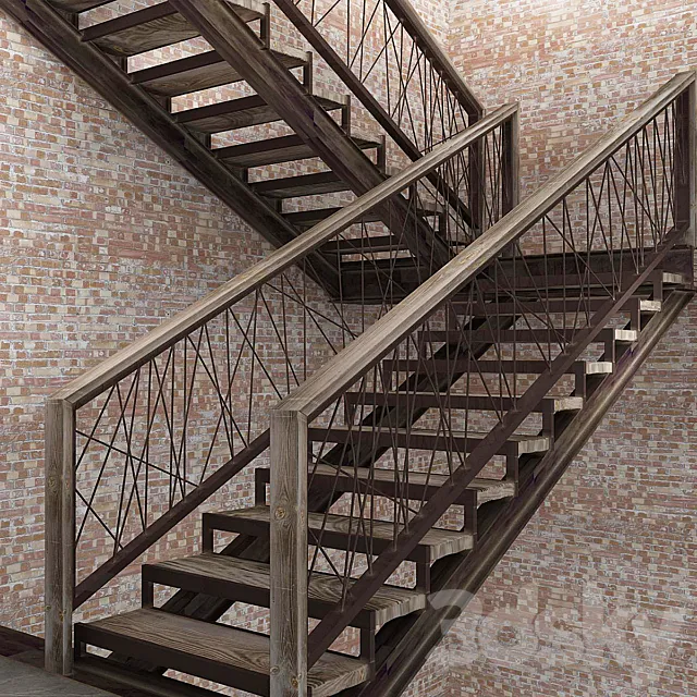 staircase in loft 3DS Max - thumbnail 3
