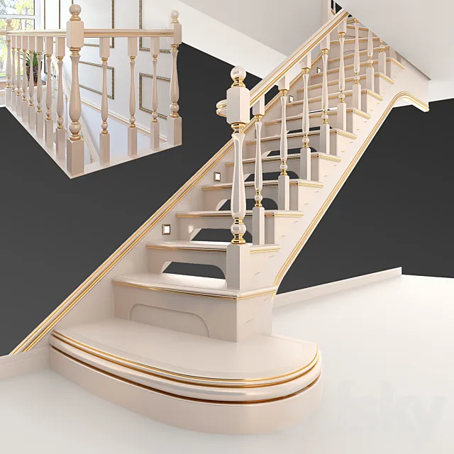 Stairs classical 3DS Max - thumbnail 3